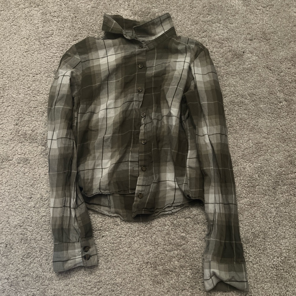 Plaid Button Down Shirt - Green and Gray